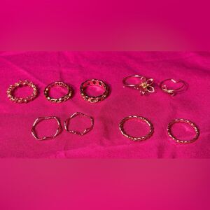 9 Fashion Gold Stackable Women’s 18K Gold Plated Open Stacking Knuckle Adjustabl